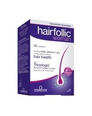 Maisto papildas Hairfollic Woman plaukams, 30 tablečių цена и информация | Витамины, пищевые добавки, препараты для красоты | pigu.lt