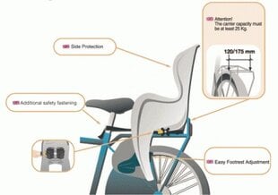 Galinė dviračio kėdutė Bellelli Pepe Clamp, tamsiai pilka kaina ir informacija | BELLELLI Dviračių priedai ir aksesuarai | pigu.lt