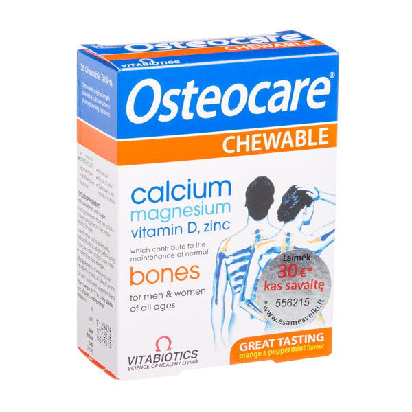 Maisto papildas Osteocare, 30 kramtomųjų tablečių kaina ir informacija | Vitaminai, maisto papildai, preparatai gerai savijautai | pigu.lt