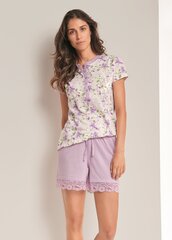 Женская пижама с шортами LAURA BIAGIOTTI Blossom (Фиолетовая) цена и информация | Женские пижамы, ночнушки | pigu.lt