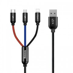 Kabelis Baseus USB2.0 A kištukas ir 3 kištukai (USB C, micro USB, lightning) kaina ir informacija | Baseus Buitinė technika ir elektronika | pigu.lt