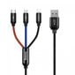 Kabelis Baseus USB2.0 A kištukas ir 3 kištukai (USB C, micro USB, lightning) kaina ir informacija | Kabeliai ir laidai | pigu.lt