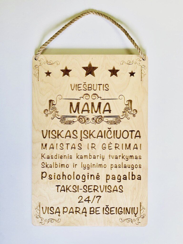 Medinė dekoracija Viešbutis MAMA kaina ir informacija | Kitos originalios dovanos | pigu.lt