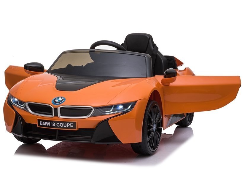 Elektromobilis vaikams BMW I8 JE1001, oranžinis kaina ir informacija | Elektromobiliai vaikams | pigu.lt