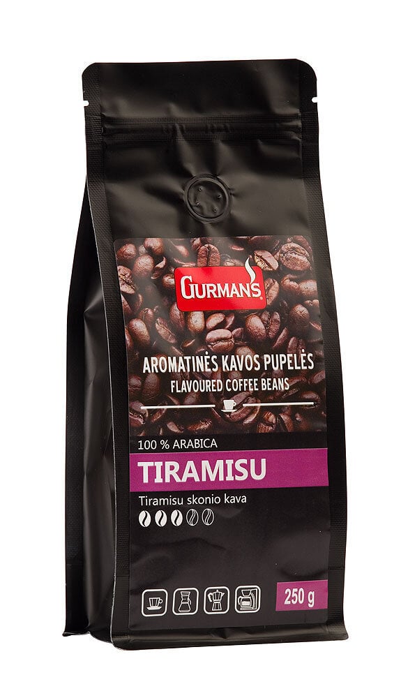 GURMAN'S Tiramisu skonio kavos pupelės, 250g kaina ir informacija | Kava, kakava | pigu.lt
