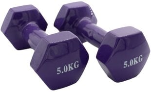 Viniliniai hanteliai KP-036 2x5kg, violetiniai kaina ir informacija | Svoriai, svarmenys, štangos | pigu.lt