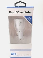 Автомобильное зарядное устройство с двумя USB-портами MD BLUE 3.1A 12V + 1 м кабель USB - Lightning цена и информация | Зарядные устройства для телефонов | pigu.lt