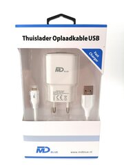 Зарядное устройство бытовое MD BLUE 5V 2.1A + 1 м USB - Lightning кабель цена и информация | Зарядные устройства для телефонов | pigu.lt