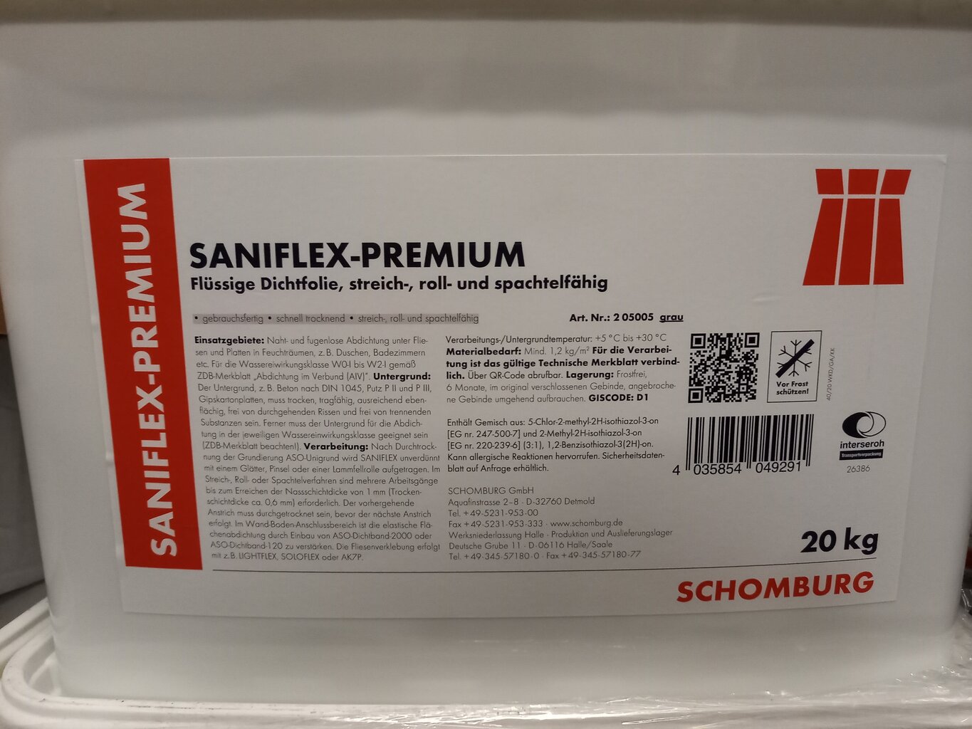 Hidroizoliacija Saniflex 20kg, pilka mastika kaina ir informacija | Sandarinimo medžiagos | pigu.lt