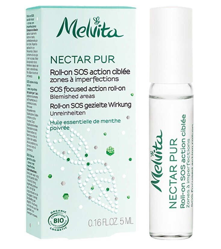 Matiškumo suteikiantis veido kremas-pieštukas su aplikatoriumi Melvita Nectar Pur SOS Roll-On Targeted Action Organic, 5 ml цена и информация | Veido kremai | pigu.lt