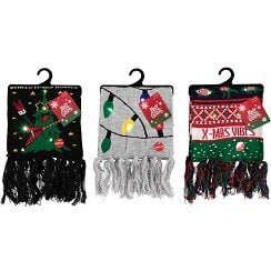 Unisex Kalėdinis šalikas su šviečiančiomis lemputėmis Merry Christmas X-Mas vibes kaina ir informacija | Vyriški šalikai, kepurės, pirštinės | pigu.lt