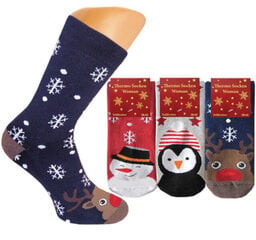 Frotinės termo kojinės moterims Happy Christmas, 3 poros kaina ir informacija | Moteriškos kojinės | pigu.lt