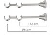 Dvigubas karnizas metalinis 16 mm + 16 mm ELIZA, 300 cm, matinio chromo kaina ir informacija | Karnizai | pigu.lt