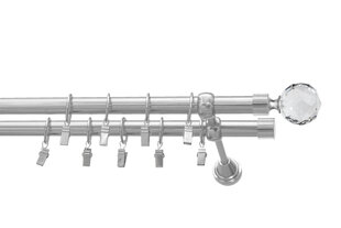 Dvigubas karnizas metalinis 19 mm + 19 mm OLIMP, 150 cm, nerūdijančio plieno kaina ir informacija | Karnizai | pigu.lt