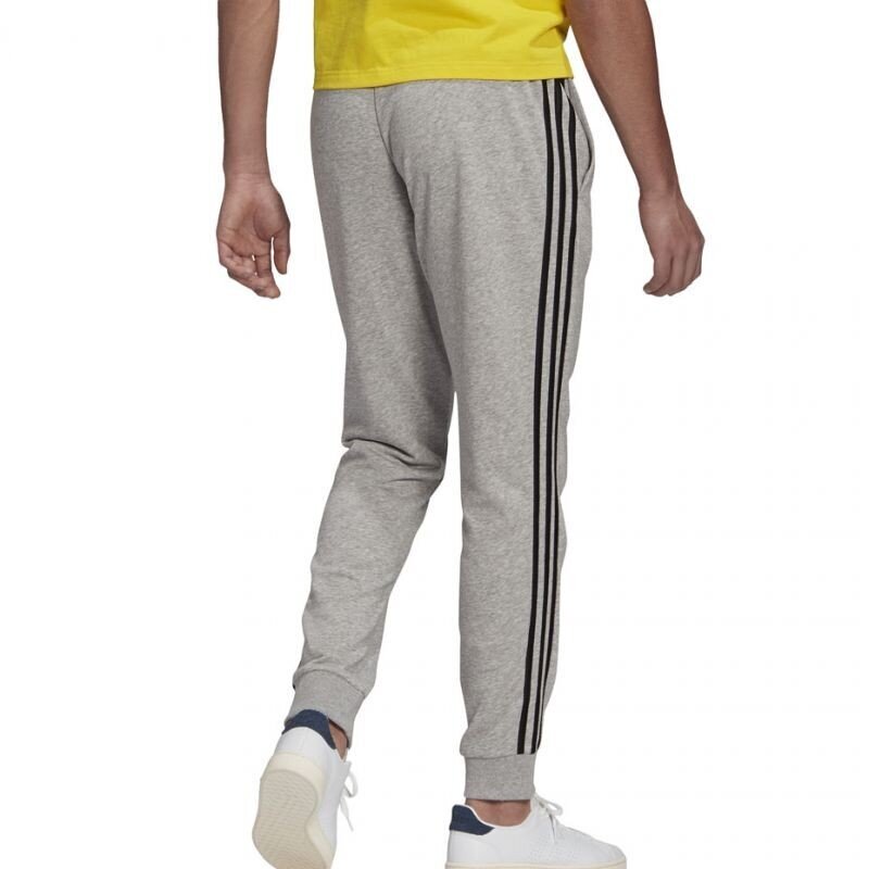 Sportinės kelnės vyrams Adidas Essentials Tapered Cuff 3 Stripes M GK8889, pilkos цена и информация | Sportinė apranga vyrams | pigu.lt