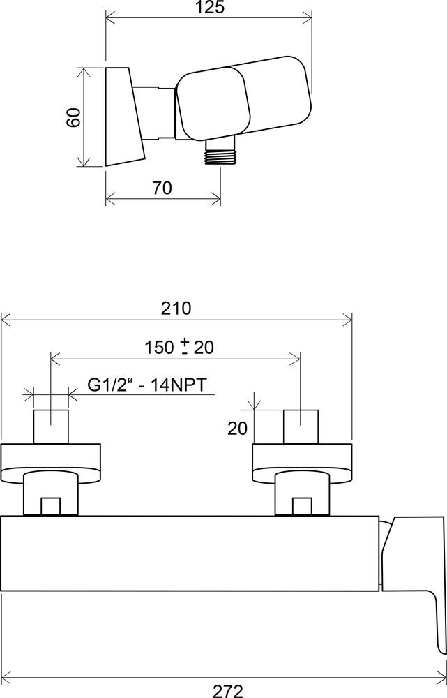 Sieninis dušo maišytuvas 10°, 150 mm, Ravak kaina ir informacija | Vandens maišytuvai | pigu.lt