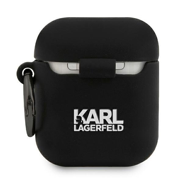 Karl Lagerfeld Rue St Guillaume silikoninis dėklas, skirtas Airpods 1/2, juodas kaina ir informacija | Ausinės | pigu.lt