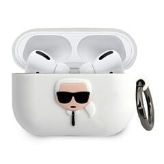 KLACAPSILGLWH Karl Lagerfeld Karl Head Silicone Case for Airpods Pro White цена и информация | Теплая повязка на уши, черная | pigu.lt