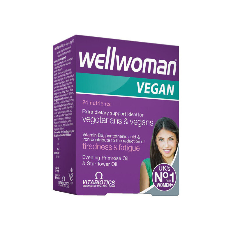 Maisto papildai vegetarėms ir veganėms Wellwoman Vegan, 60 tablečių цена и информация | Vitaminai, maisto papildai, preparatai gerai savijautai | pigu.lt