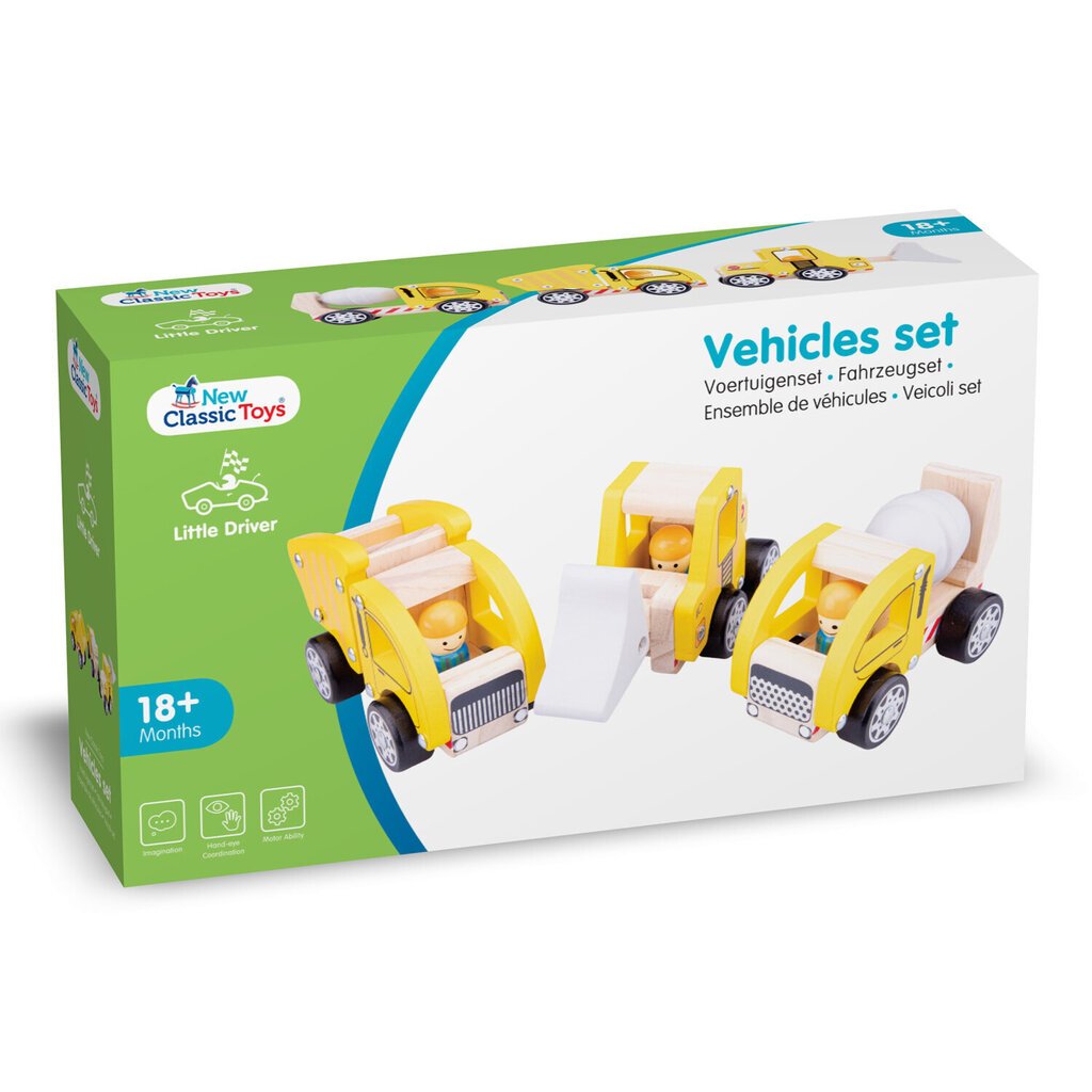 Statybinių automobilių rinkinys - 3 vnt., New Classic Toys 11948 цена и информация | Žaislai berniukams | pigu.lt