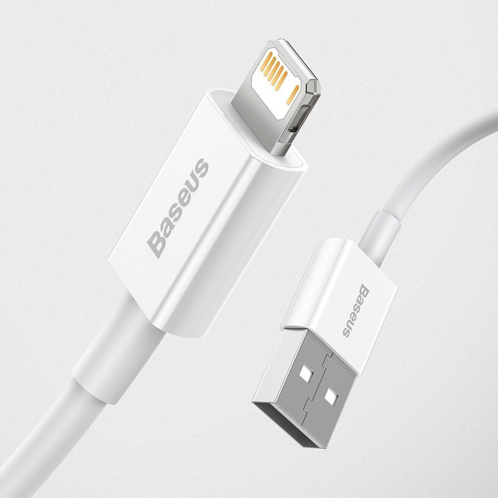 Kabelis Baseus Superior Cable USB - Lightning 2,4A 0,25 m, baltas (CALYS-02) kaina ir informacija | Laidai telefonams | pigu.lt