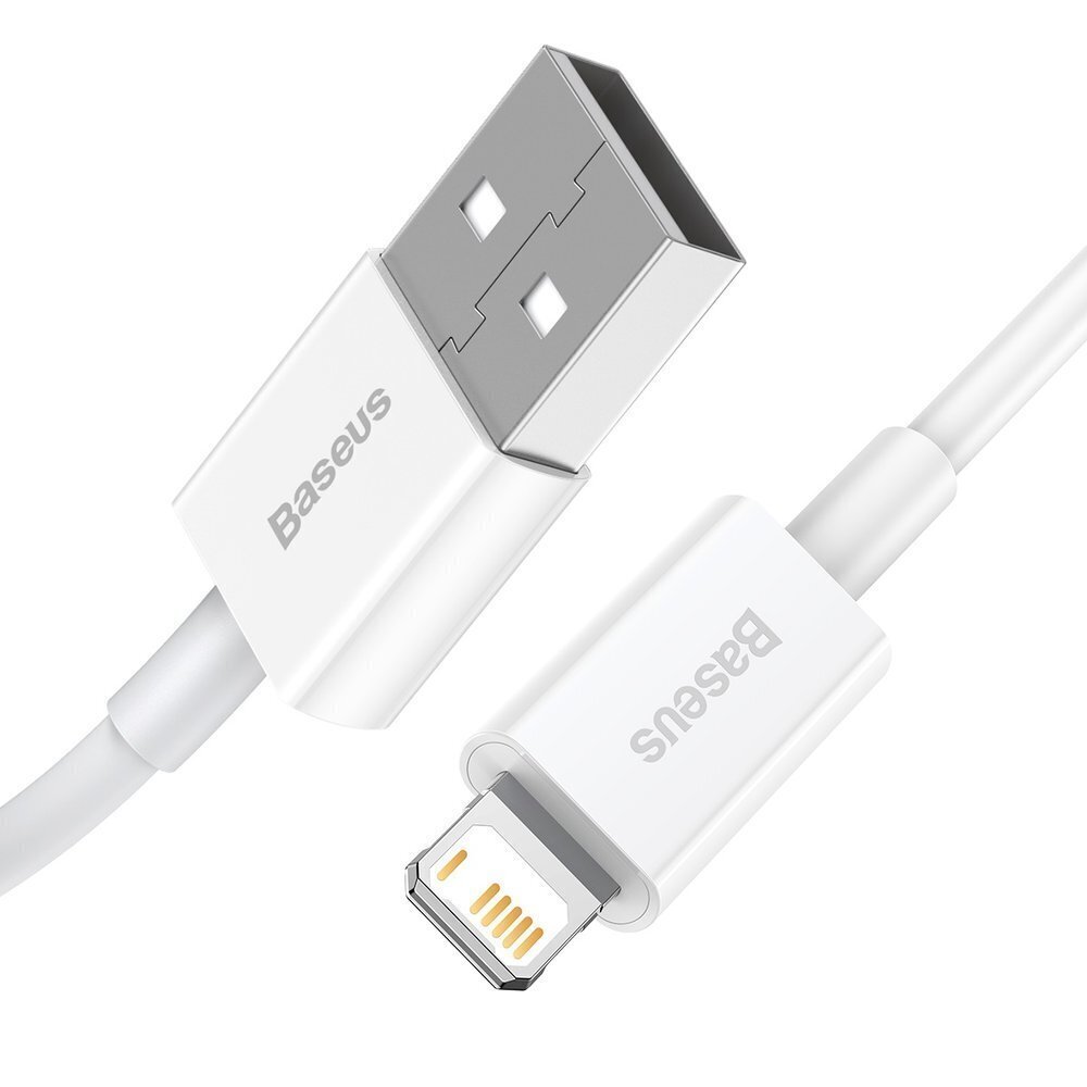 Kabelis Baseus Superior Cable USB - Lightning 2,4A 0,25 m, baltas (CALYS-02) kaina ir informacija | Laidai telefonams | pigu.lt