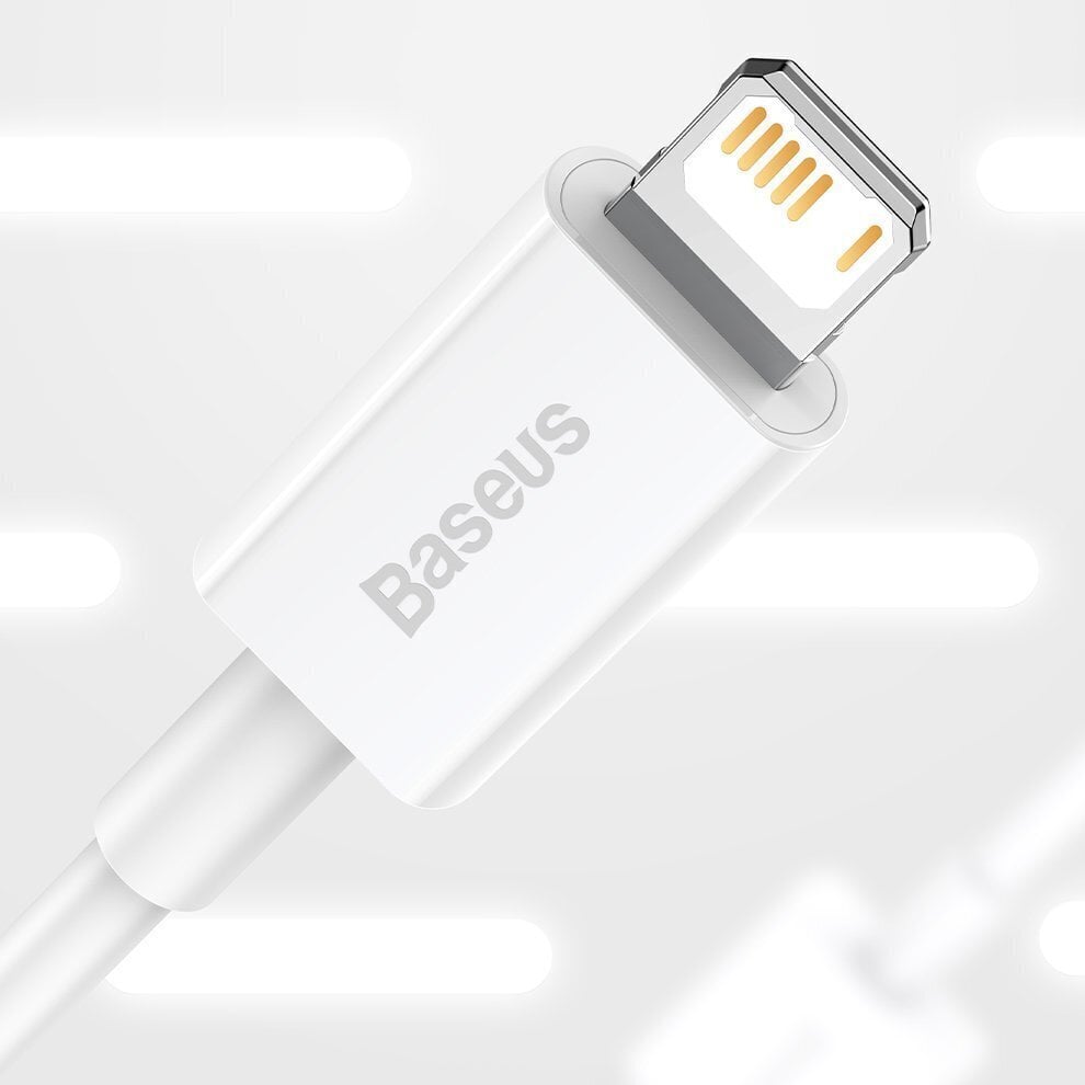 Kabelis Baseus Superior Cable USB - Lightning 2,4A 0,25 m, baltas (CALYS-02) kaina ir informacija | Laidai telefonams | pigu.lt