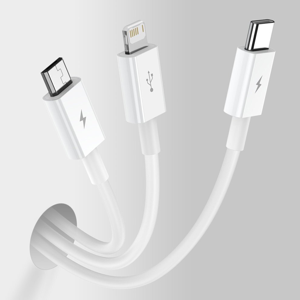 Kabelis Baseus 3w1 USB - Lightning / USB Type C / micro USB (3,5 A / 480 Mbps) 1,5 m CAMLTYS-02 kaina ir informacija | Laidai telefonams | pigu.lt