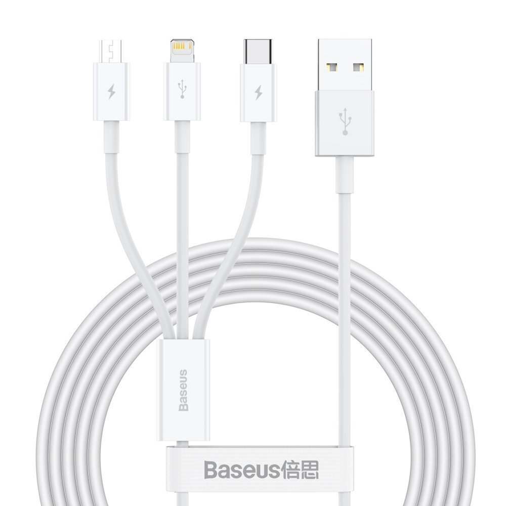 Kabelis Baseus 3w1 USB - Lightning / USB Type C / micro USB (3,5 A / 480 Mbps) 1,5 m CAMLTYS-02 kaina ir informacija | Laidai telefonams | pigu.lt