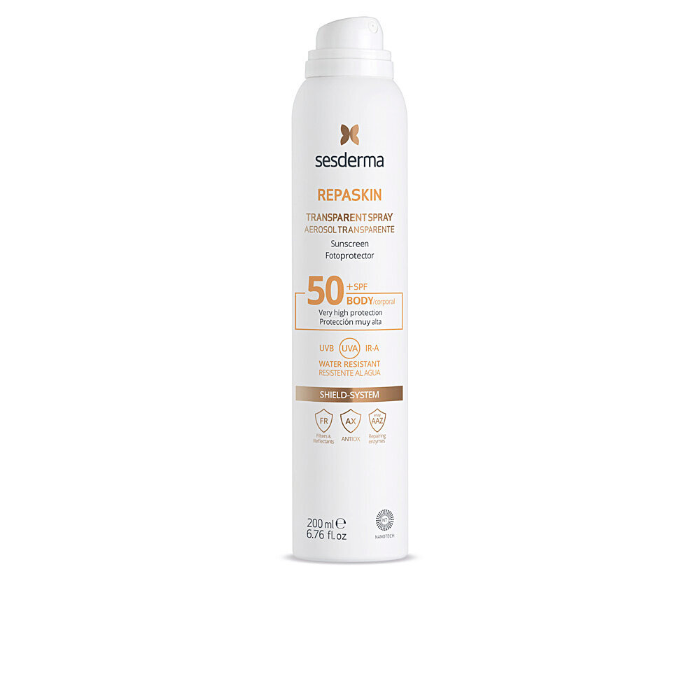 Apsauginis kūno purškiklis nuo saulės Sesderma Repaskin SPF50, 200 ml kaina ir informacija | Kremai nuo saulės | pigu.lt