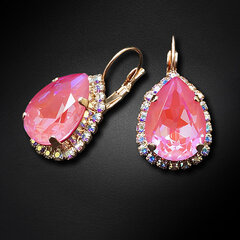 Auskarai moterims DiamondSky „Crystal Drop III (Lotus Pink DeLite)“ su Swarovski kristalais kaina ir informacija | Auskarai | pigu.lt