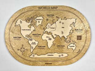Деревянный пазл для детей «World map» цена и информация | Развивающие игрушки | pigu.lt