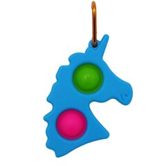 Silikoninis žaislas su karabinu Pop it, mėlynas vienaragis цена и информация | Настольные игры, головоломки | pigu.lt