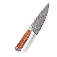 Oleio Zayiko Ju japoniško damasko plieno peilis, rudas kaina ir informacija | Peiliai ir jų priedai | pigu.lt