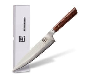Японский нож из дамасской стали Zayiko, Kasshoku, поварской нож, 20,3 см цена и информация | Ножи и аксессуары для них | pigu.lt
