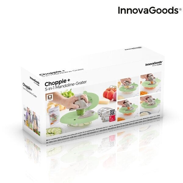 Choppie+ InnovaGoods 5-IN-1 daržovių tarka, žalia/pilka kaina ir informacija | Virtuvės įrankiai | pigu.lt