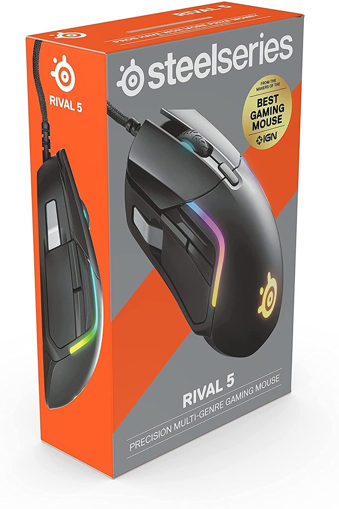 SteelSeries Rival 5, juoda цена и информация | Pelės | pigu.lt