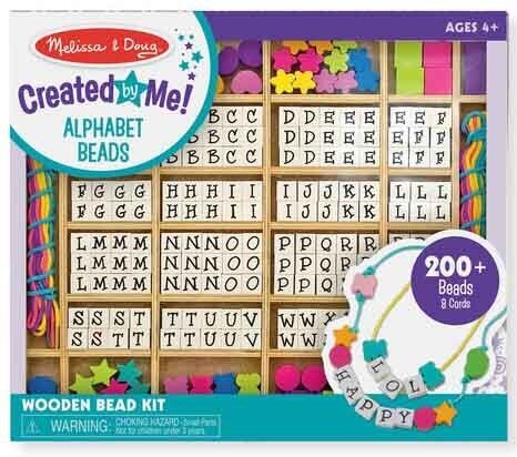 Medinių karoliukų vėrimo rinkinys su raidėmis Melissa & Doug kaina ir informacija | Žaislai mergaitėms | pigu.lt