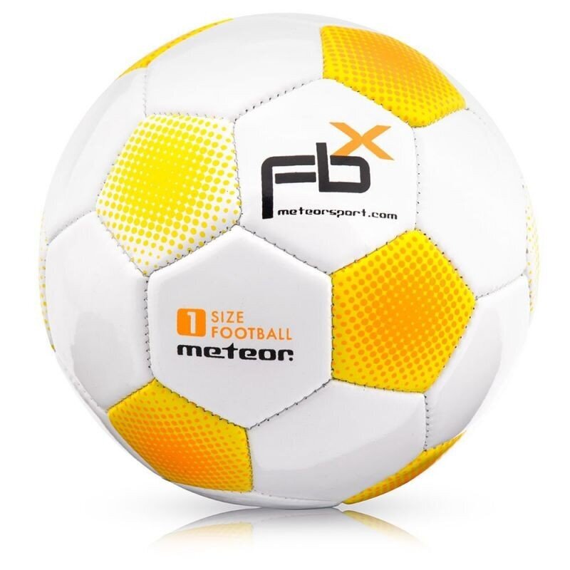 Futbolo kamuolys Meteor FBX, 1 dydis, baltas цена и информация | Futbolo kamuoliai | pigu.lt