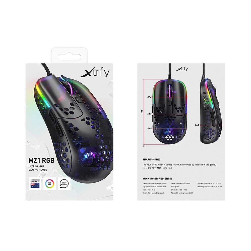 Xtrfy MZ1 RGB, juoda kaina ir informacija | Pelės | pigu.lt