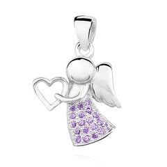 Серебряный кулон с цирконом, Фиолетовый ангел цена и информация | Украшения на шею | pigu.lt