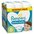 Sauskelnės Pampers Active Baby, Monthly Pack, 6 dydis, 13-18 kg, 128 vnt.