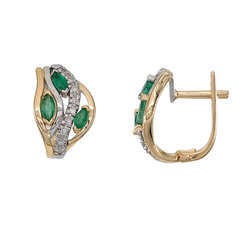 Auksiniai auskarai DIA su deimantais ir smaragdais kaina ir informacija | Auskarai | pigu.lt