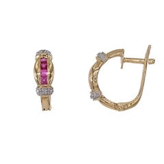 Auksiniai auskarai DIA su deimantais ir rubinais kaina ir informacija | Auskarai | pigu.lt