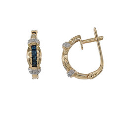 Auksiniai auskarai DIA su deimantais ir safyrais kaina ir informacija | Auskarai | pigu.lt