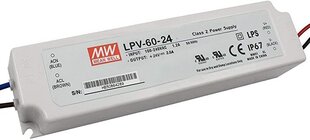 Импульсный водонепроницаемый блок питания Mean Well LVP-60-24 IP67 24V 2.5A 60W  цена и информация | Источник питания | pigu.lt