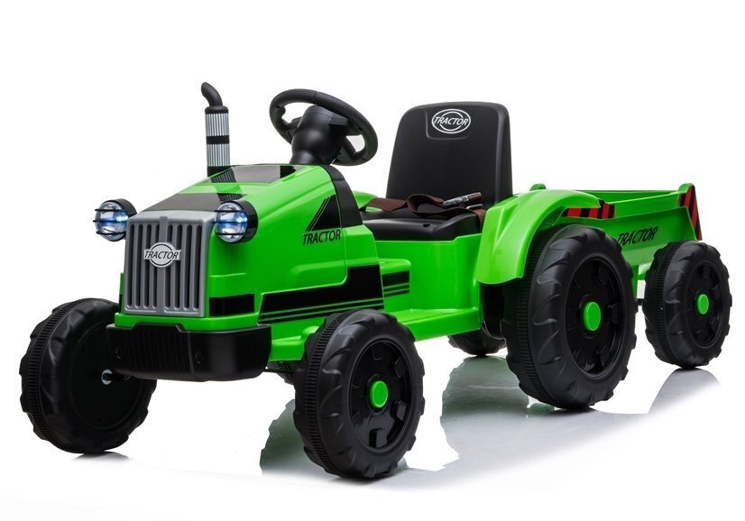 Elektromobilis traktorius su priekaba CH9959, žalias цена и информация | Elektromobiliai vaikams | pigu.lt
