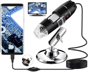 Skaitmeninis mikroskopas 1600x USB+ telefonų jungtys kaina ir informacija | Teleskopai ir mikroskopai | pigu.lt