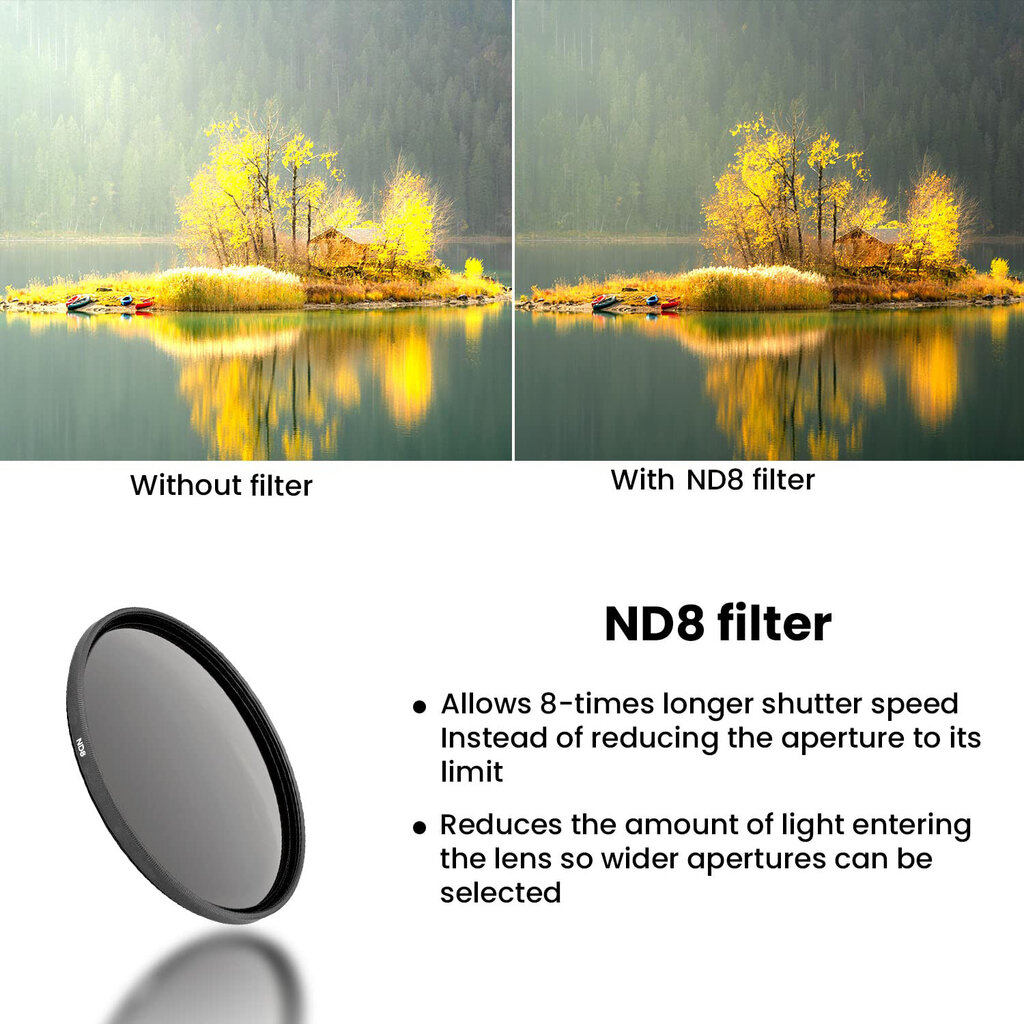 Neutralus tamsinantis 52mm nd8 (3 neutral density stop'ai) filtras rise-uk kaina ir informacija | Filtrai objektyvams | pigu.lt