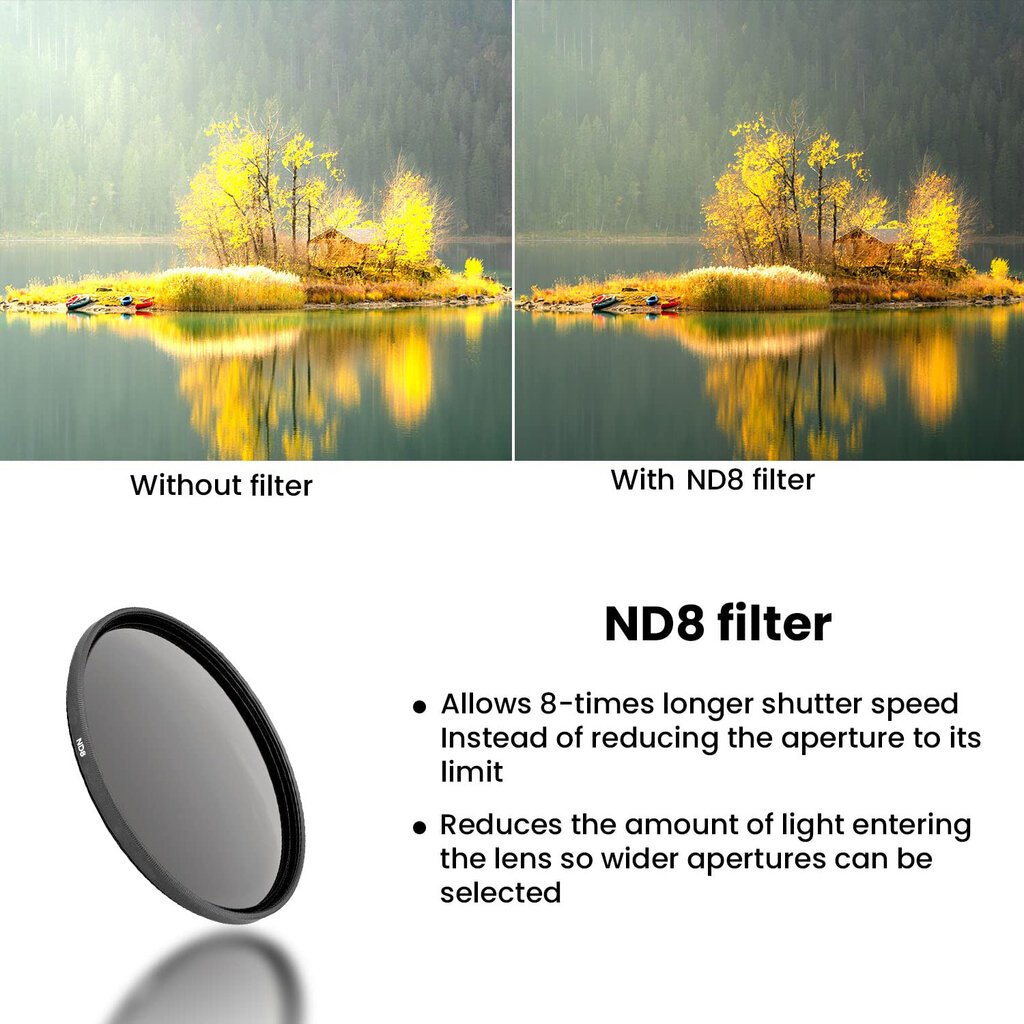 Neutralus tamsinantis 72mm nd8 (3 neutral density stop'ai) filtras rise-uk kaina ir informacija | Filtrai objektyvams | pigu.lt